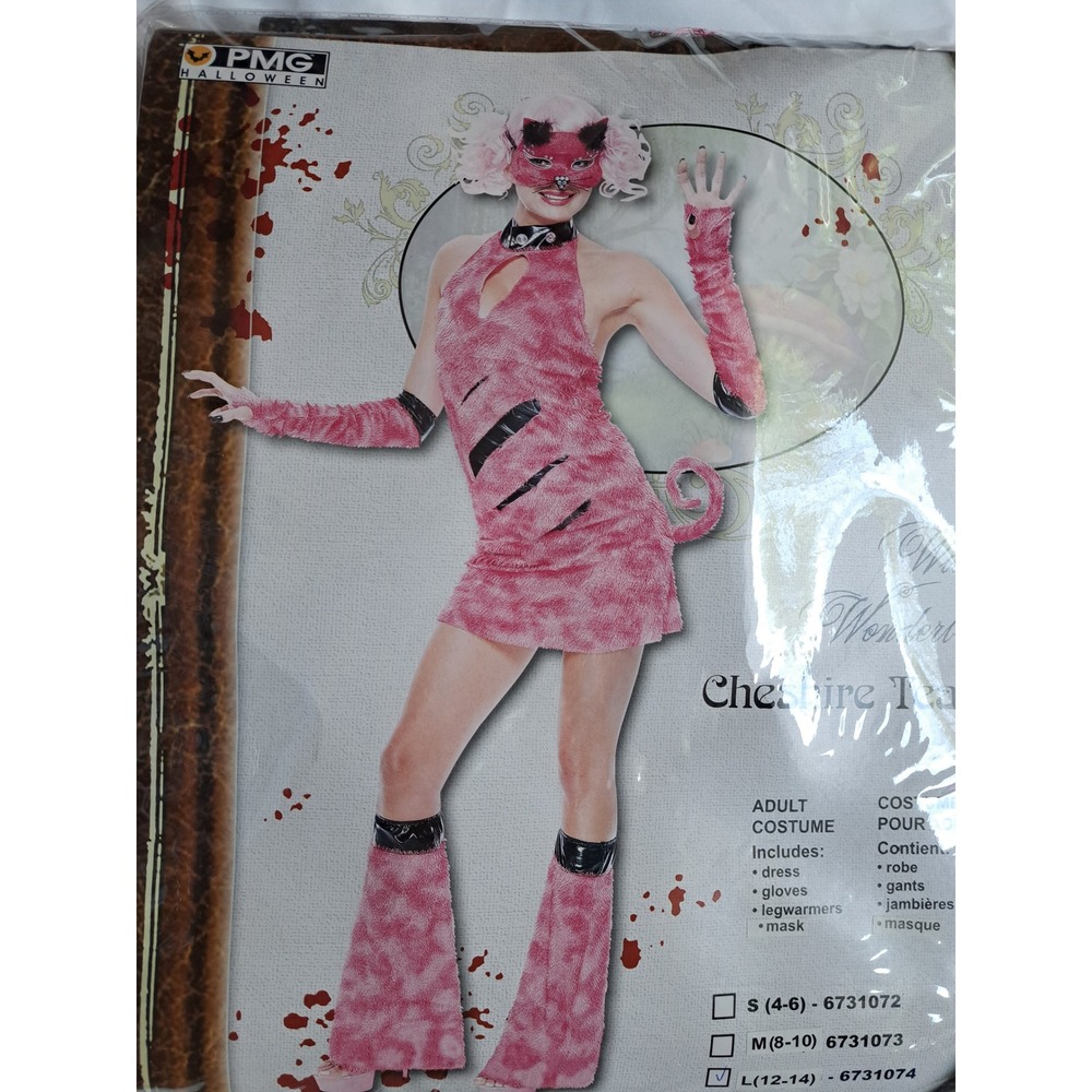 PMG Wicked Wonderland Cheshire Tease Pink Costume Set Womens Large 12-14 6731074
